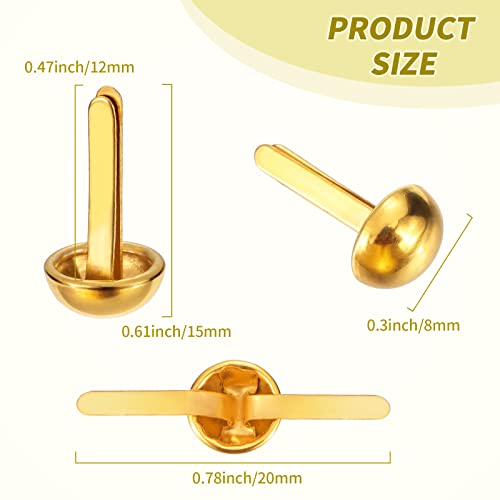 Hotop 500 Pieces Paper Brass Fasteners Brass Brads Round Fasteners For Kids Craft Art Crafting School Project Decorative Scrapbooking Diy Supplies (Golden, 0.3 X 0.8 Inch) #TOP1