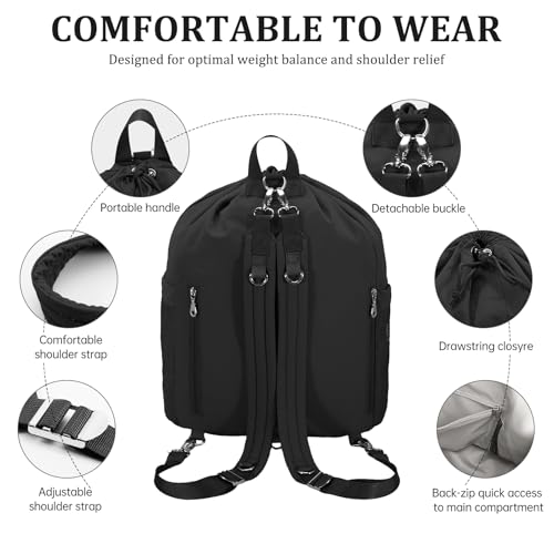 Image of HUA ANGEL Drawstring Backpack, Waterproof Nylon Sports Gym Bag, Travel Backpack for Women and Men for Sports, Travel