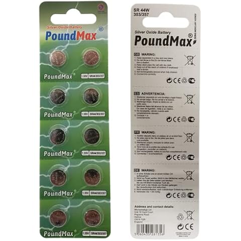 PoundMax 10 x SR44 1.55 V Silver Oxide Button Cell Battery Cover