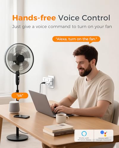 TESSAN 2 Pack Smart Plug, WiFi Smart Outlet avec double sockets, compatible avec Alexa et Google Home, télécommande avec fonction minuterie, commande vocale, protection contre les surpressions, 2.4GHz WiFi Seulement