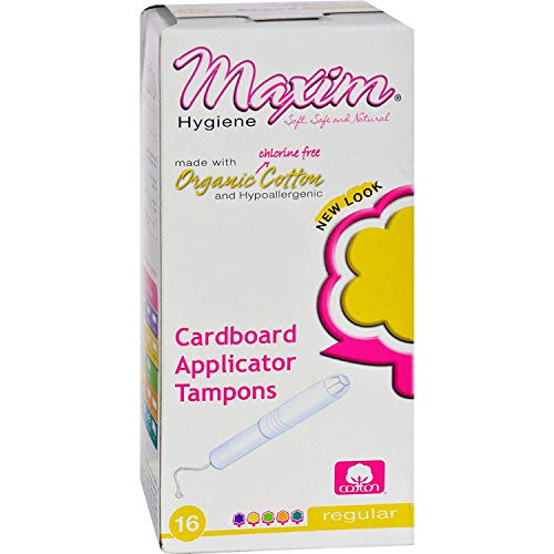 Image of Maxim Organic Cardboard Applicator Tampon, Regular, 16 Count, Box (Pack of 3)
