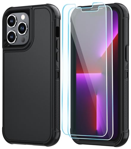 Image of SunStory Compatible with iPhone 13 Pro Max Case with HD Screen Protector, 3-Layer Heavy Duty Full-Body Cover,3 in 1 Hybrid Protective Case for iPhone 13 Pro Max 6.7 inch,Black