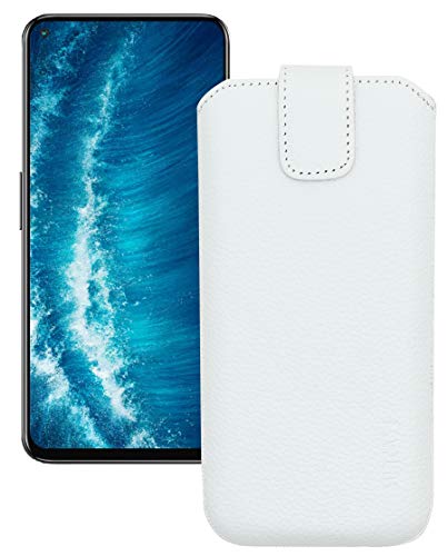 Suncase ECHT Ledertasche Leder Etui kompatibel mit Hafury GT20 Hülle (passend nur mit der MITGELIEFERTE Bumper) vollnarbig-Weiss