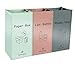 JIALAI HOME Separate Recycling Bin for Kitchen Home - Indoor Recycle Bins (Pink, Green, Gray) Waste Trash Sorting Bins, Reusable Waterproof Affordable Recycle Bags, Pack of 3 Bags