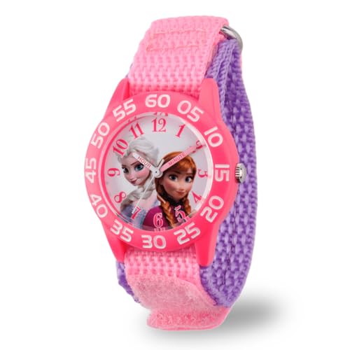 Frozen Elsa And Anna Watch For Kids 3-5, Pink Bezel & Pink Nylon Strap, Frozen Watch For Girls, Perfect Watches Kids, Elsa Toys 3-5 Year Olds, Stylish And Fun Girls