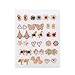 WEISUYUUS 18Pairs Set Gold Silver Studs Earrings Elegant Mixed Styles Heart and Flower Earrings Accessory for Fashion Lovers