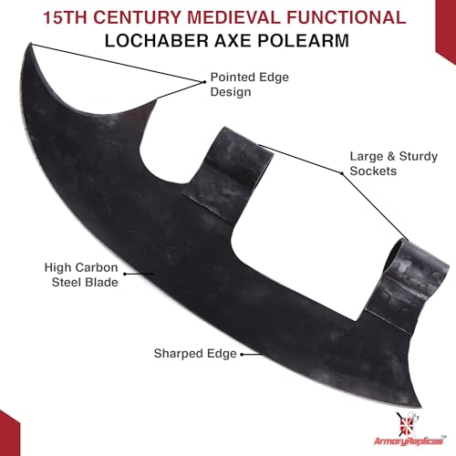 Armory Replicas™ Medieval Lochaber Axe Head High Carbon Steel Crescent Blade Polearm Replica - Thumbnail 3