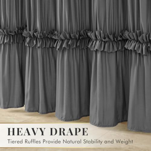 LIPA Boho Rustic Grey Ruffle Shower Curtain 72x72 Inches by LIPA - Used condition - Image 4