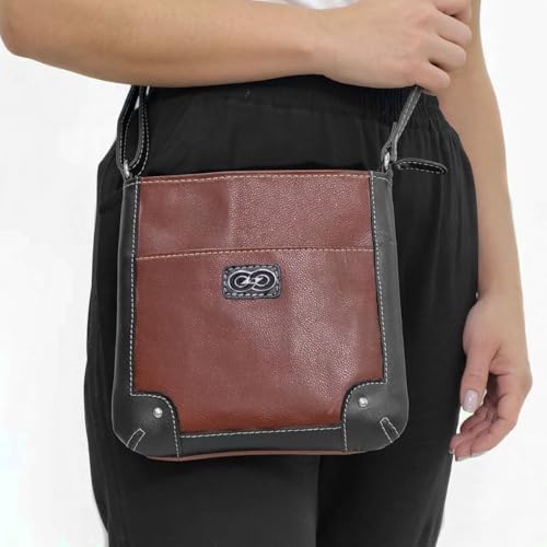 Bolsa Tiracolo Feminina MONZA em Couro (Pinhão)