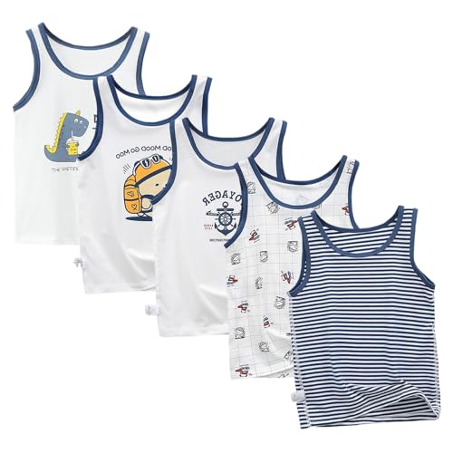 Boletochic 1-10 Years Toddler Boys Tank Soft Cotton Sleeveless Undershirt Kids Breathable Soft Tank Tops 5 Pack