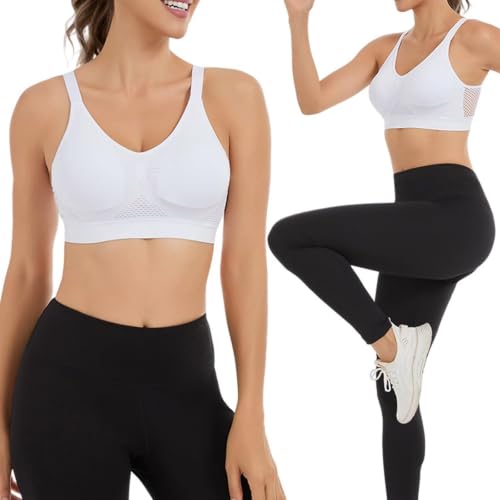 Push Up Sports Bra White 2Xl Soft Support Breathable Mesh Sport Bra - image 6