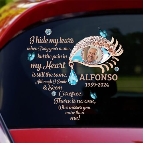 Personalized Memorial Photo Car Window Sticker - Tear Drop Tribute Decal for Loved One Remembrance
