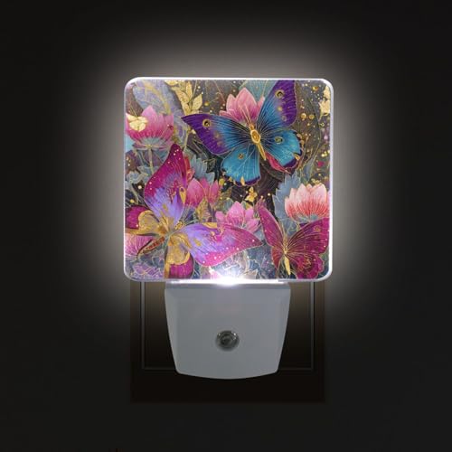Lámpara nocturna con sensor y diseño floral, 2 unidades miniatura 2