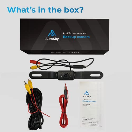 Autosky Newest Hd Back Up Camera, 8 Led License Plate Reverse Camera - Back Up Camera For Cars, Trucks, Pickups, Suvs Or Rvs - Easy Installation, Waterproof #TOP1
