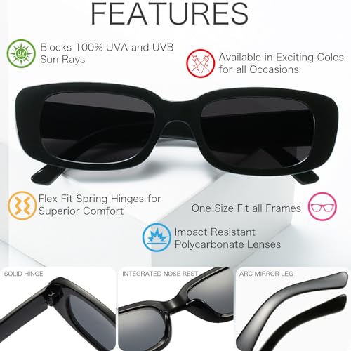 Party Sunglasses Bulk Retro Small Rectangle Shades Set Women Vintage Square Sun Glasses 12Pack4