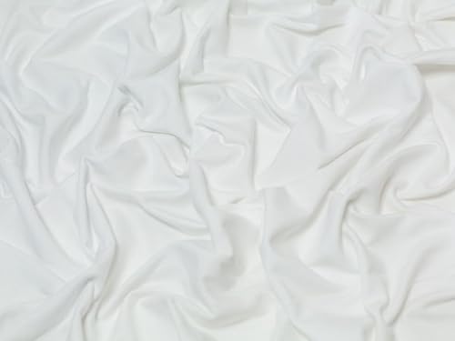 Minerva Tela de punto de rizo francés elástica de color blanco – por metro