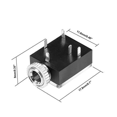 uxcell 30Pcs Conector Estéreo 3.5mm 5 Pines Negro miniatura 2