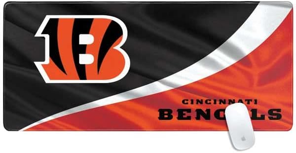 Skinit Medium Gaming Mouse Pad - Officially Licensed Cincinnati Bengals - Distressed Design with Stitched Edges, Waterproof, Non-Slip Rubber Base, Desk Mat for Keyboard & Mouse, 17.7" x 15.75" inches