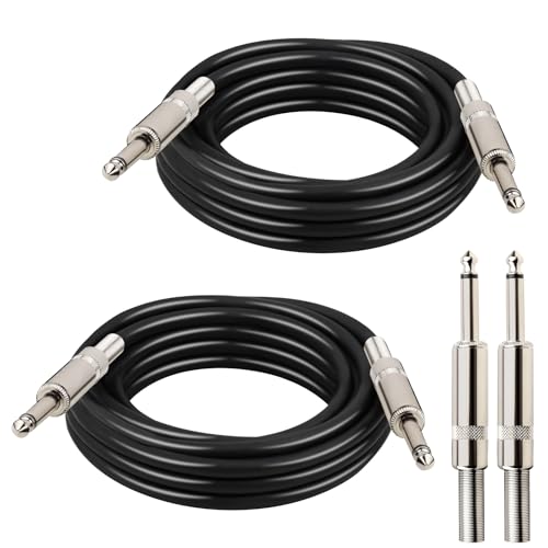 MOOKEERF 1/4' Speaker Cable - 2PCS 6 Feet 1/4 Inch TS Male DJ/PA Instrument Guitar Cable 6FT Speaker Wire Cord for Audio Amplifier Guitar - 2 Pack