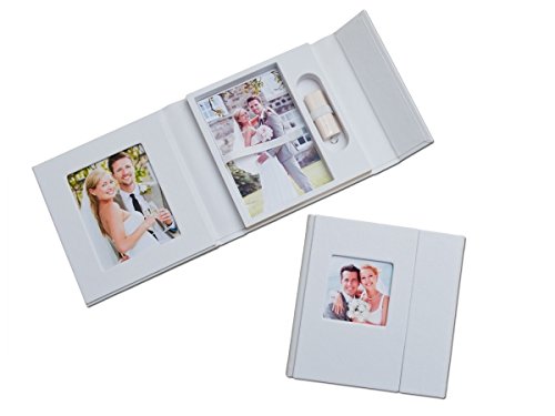 Preisvergleich Produktbild Hochzeit USB-Case mit Fotobox. Kunstleder Weiss.