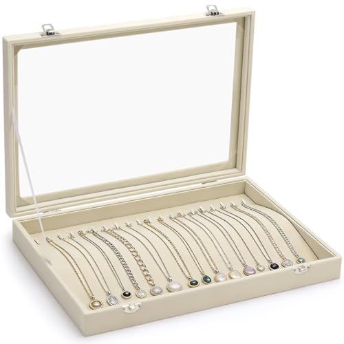 WPPQWP Ketten Aufbewahrung Box 20 Hooks Kettenaufbewarung Schmuck Liegend Schmuckaufbewahrung Ketten 35 x 24 x 5 cm