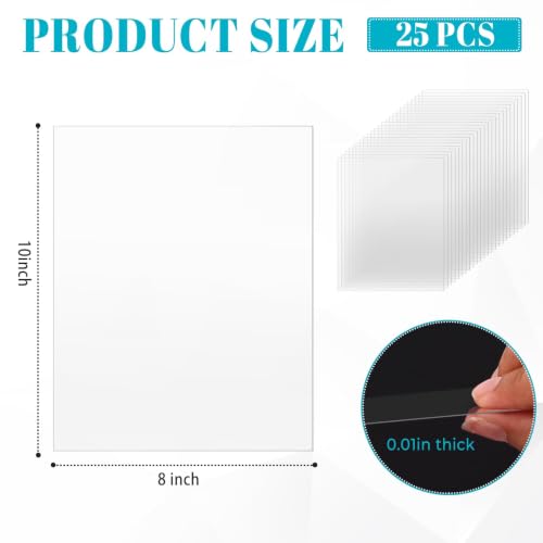 Image of TKOnline 25 PCS Clear Acrylic Sheets, 8 inch x 10 inch x 0.01 Plexiglass Sheets