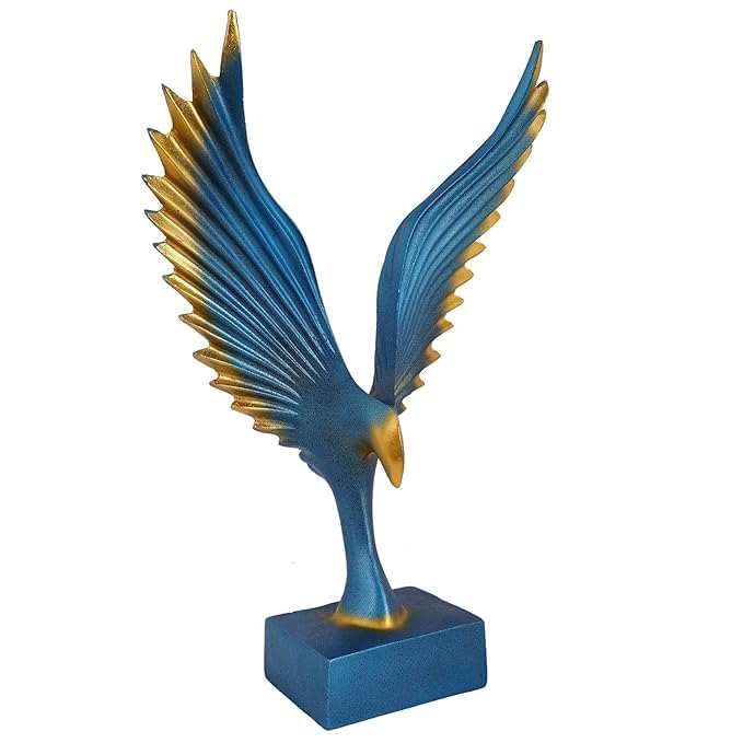 Image of Eagle Wing Figurines Sculptures Home Decor Showpiece Feng Shui Vastu Eagle Wing Statue for Home Decorative Showpiece(Blue)