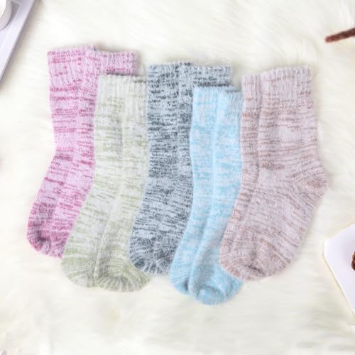 Image of SISOSOCK 5 Pairs Fuzzy Soft Cozy Comfortable Socks for Women, Casual Sleep Comfy Socks, Perfect Warm Winter Gifts for Women
