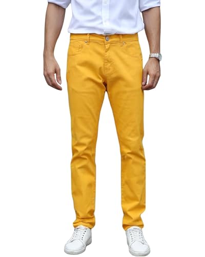 TEGIAS Herren-Jeans, schmale Passform, Stretch, klassischer Komfort, Normale Passform, Gelb, 34W / 32L