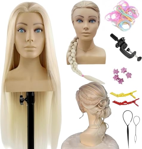 Mannequin Head with Shoulders - Long Hair Mannequin Head for Hair Styling
