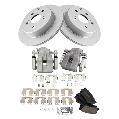 Image of TRQ Rear Brake Pad and Rotor Set Ceramic G Coated Rotors Calipers