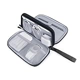 [BAGSMART]ケーブルオーガナイザーバッグ ガジェットポーチ ガジェットケース ガシェット収納ポーチ トラベルポーチ 小物入れ 二層 ケーブル収納 仕切り 撥水 薄型 軽量 旅行 ブラック