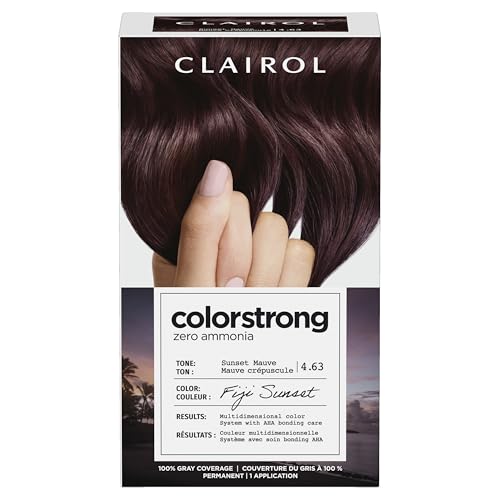 Clairol ColorStrong Permanent Hair Dye, Ammonia‑Free, PPD‑Free, 100% Gray Coverage with Bonding System, 4.63 Sunset Mauve - Fiji Sunset Hair Color, Pack of...
