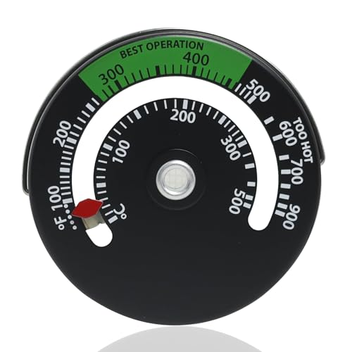 Thermometer Magnetic Log Burner Thermometer Gauge with Large Dial for Wood, Chimney, Pellet Stoves and Gas Ovens