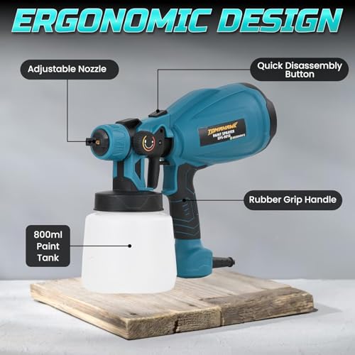 Image of Tomahawk EPS-9018 Heavy-Duty 800W Electric Paint Sprayer | 37000 RPM Motor, 3 Nozzles (1.5 /2.0 /2.5mm), 1000ml Tank, HVLP Spray Gun with Flow Control for Walls, Furniture & DIY Projects