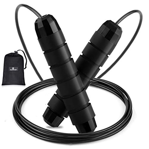 Springseil, Speed Rope Für Crossfit Sport Fitness&Training Ausdauer, Seilspringen Mit Kugellagern Und Rutschfesten Handgriffe, Länge Einstellbar Geeignet Für Kinder Und Erwachsene(schwarz) Cover