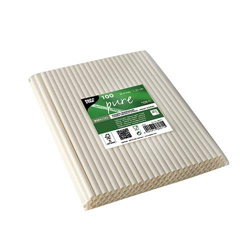 88071 PAPSTAR 100 cannucce in carta "pure" Ø 6 mm · 20 cm bianco flessibile >> In scatola: 1000 pezzi
