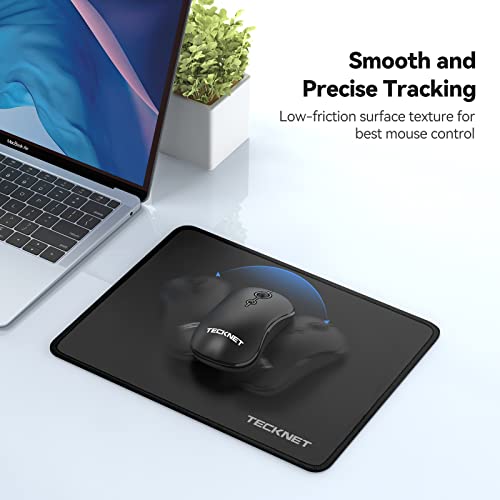 TECKNET Mouse Pad with Anti-fray Stitching, Waterproof Surface & Non-Slip Rubber Base with Stitched Edges Gaming Mouse Mat for Laptop,Compatible with Laser and Optical Mice - Black - Image 5
