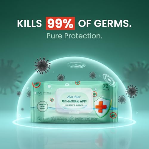 Image of Antibacterial Germ Protection Wet Wipes | 144 Wipes (72 Pulls x 2 Packs) | Alcohol-Free & Skin-Friendly | For Hands, Face, Surfaces & Travel Hygiene
