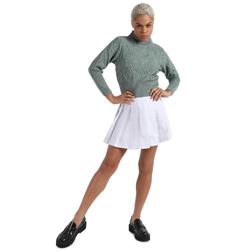 Image of PINACOLADA Women's Solid Ribbed Cropped CardiganFor Casual Wear | V Neck | Long Sleeve | Wool Sweater Crafted with Comfort Fit for Everyday Wear