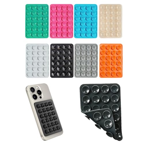 Yicoovey Pack de 8 soportes de silicona de doble cara para teléfono móvil con base adhesiva para todos los modelos, incluye fundas de ventosa y diseño antideslizante (8 unidades)