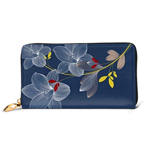 Preisvergleich Produktbild JHGFG Mode Handtasche Reißverschluss Brieftasche Abstrakte handgezeichnete Blumenmuster Lily Telefon Kupplung Geldbörse Abendkupplung Blockieren Leder Brieftasche Multi Card Organisieren