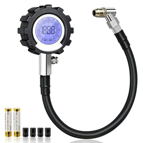 Digital Tire Pressure Gauge, 3-250 PSI Tire Gauges with Easy Read Extra-Large Backlit LED Screen for Car, Truck, Motorcycle, Bicycle Tire Pressure, Calibrated to ANSI B40.7 Grade 2A