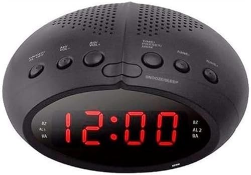 SQUADO Digitaler Radiowecker mit LED-Display, UKW-Radio-Wecker mit Schlummerfunktion, Nachttischradiowecker