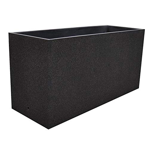 Macetero Rectangular Euclid Texturizado Negro Tuozi 118 X 38,5 X 48H