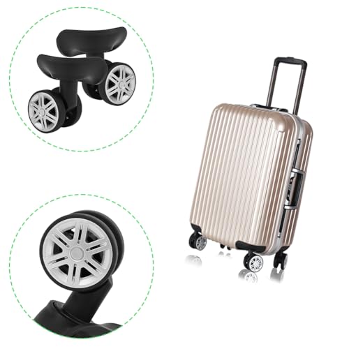 1 Pair Luggage Suitcase Wheels Replacement, Suitcases Wheel Spare Part Bearings Repairing Set Mute Double 360 Swivel Degree Row Wheels Outdoor Swivelling Caster Spinner for Travel Trolley Black4