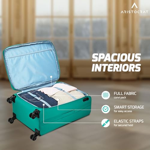 Image of Aristocrat Duralite Medium Trolley Bag, 68Cm | Combination Lock | 8 Wheels | 3 Years International Warranty | Teal Blue