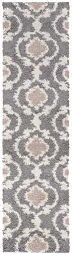 Cozy Moroccan Trellis Gray/Cream 2' X 7'2" Indoor Shag Area Rug Runner #TOP1