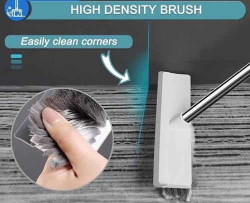Image of AONEZ Marve Bathroom Cleaning Brush with Wiper - Long Handle 180 Rotate Toilet Brush, Tiles Cleaning, Floor Scrub for Kitchen and Bathroom Accessories 2 in 1 Tile Brush (White Brush)