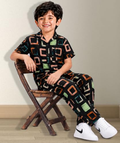 Image of 3BROS Unisex Pure Cotton Short Sleeve Kids Night Dress for Boys & Girls Nightwear /Sleepsuit /Sleepwear /Loungewear Night Suit for Boys and Girls Top and Pyjama Combo Set